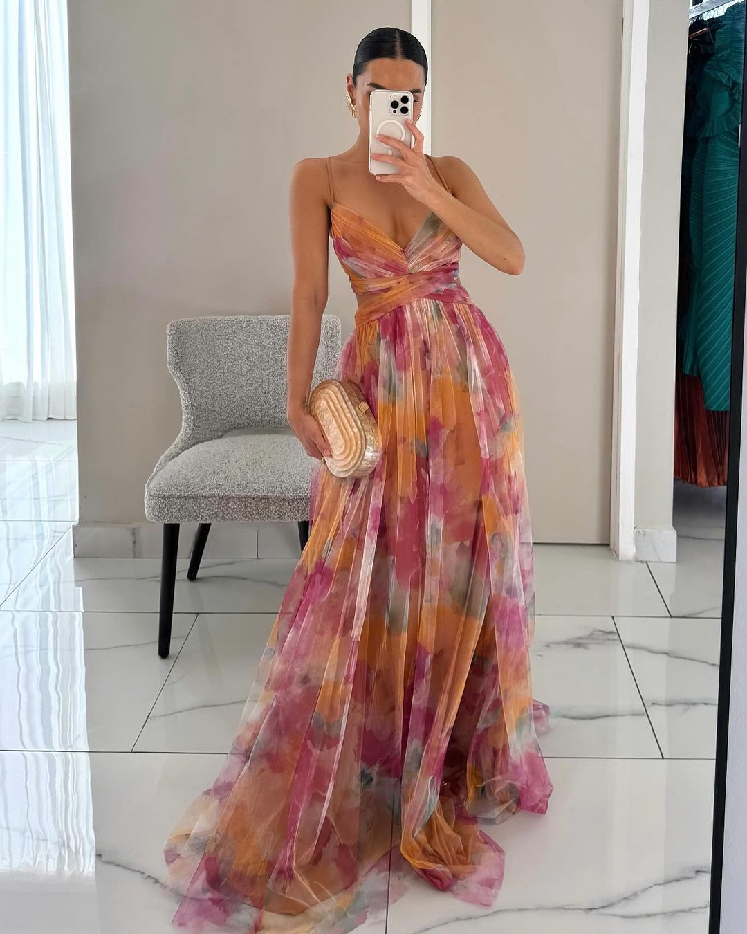 ANDREA -™ Encantador vestido largo con estampado floral