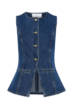 Abel Denim Button Up Top - Dark Blue