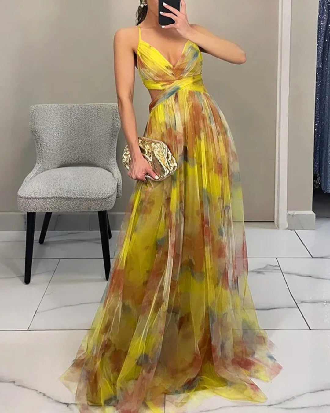 ANDREA -™ Encantador vestido largo con estampado floral