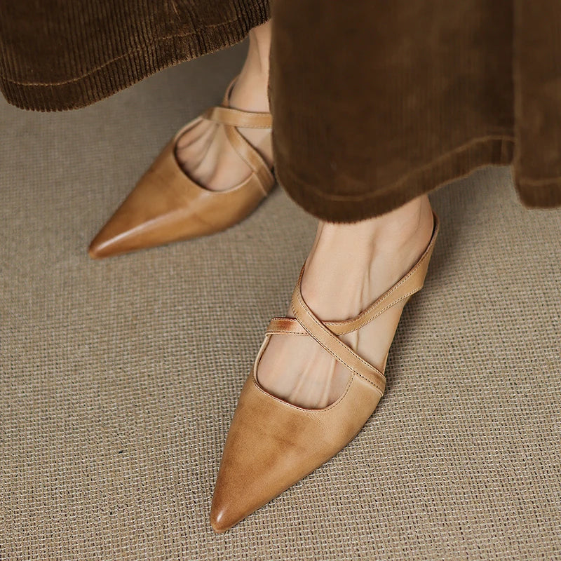 Mules de cuero genuino Aluna