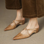 Mules de cuero genuino Aluna