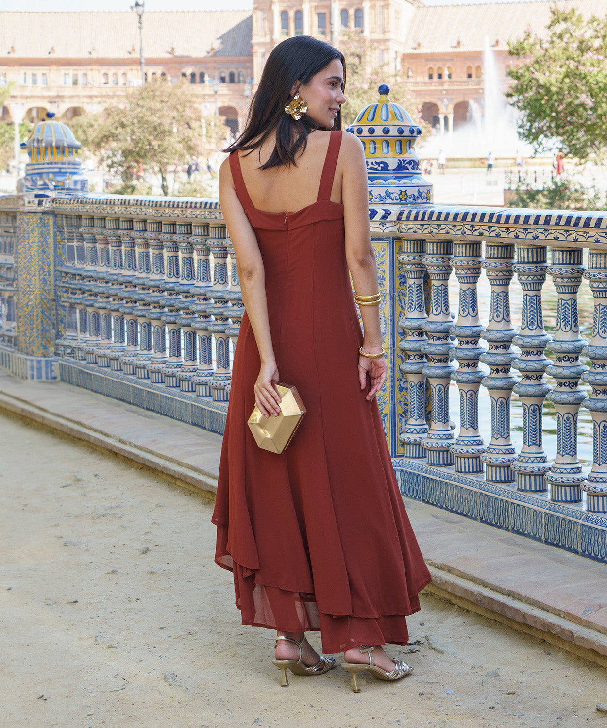 Vestido Ryota en tono Caldera