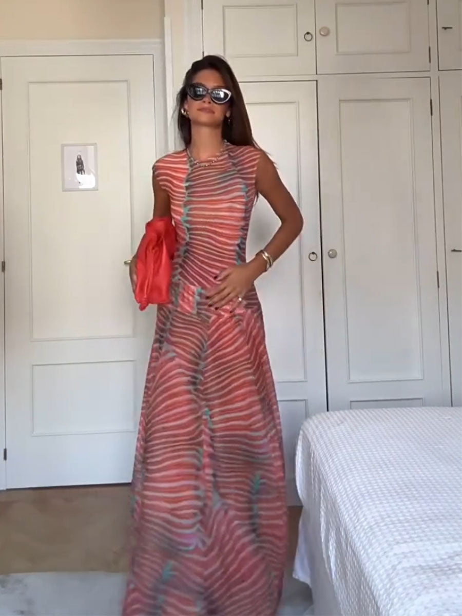 Sunset Stripes Vestido Largo